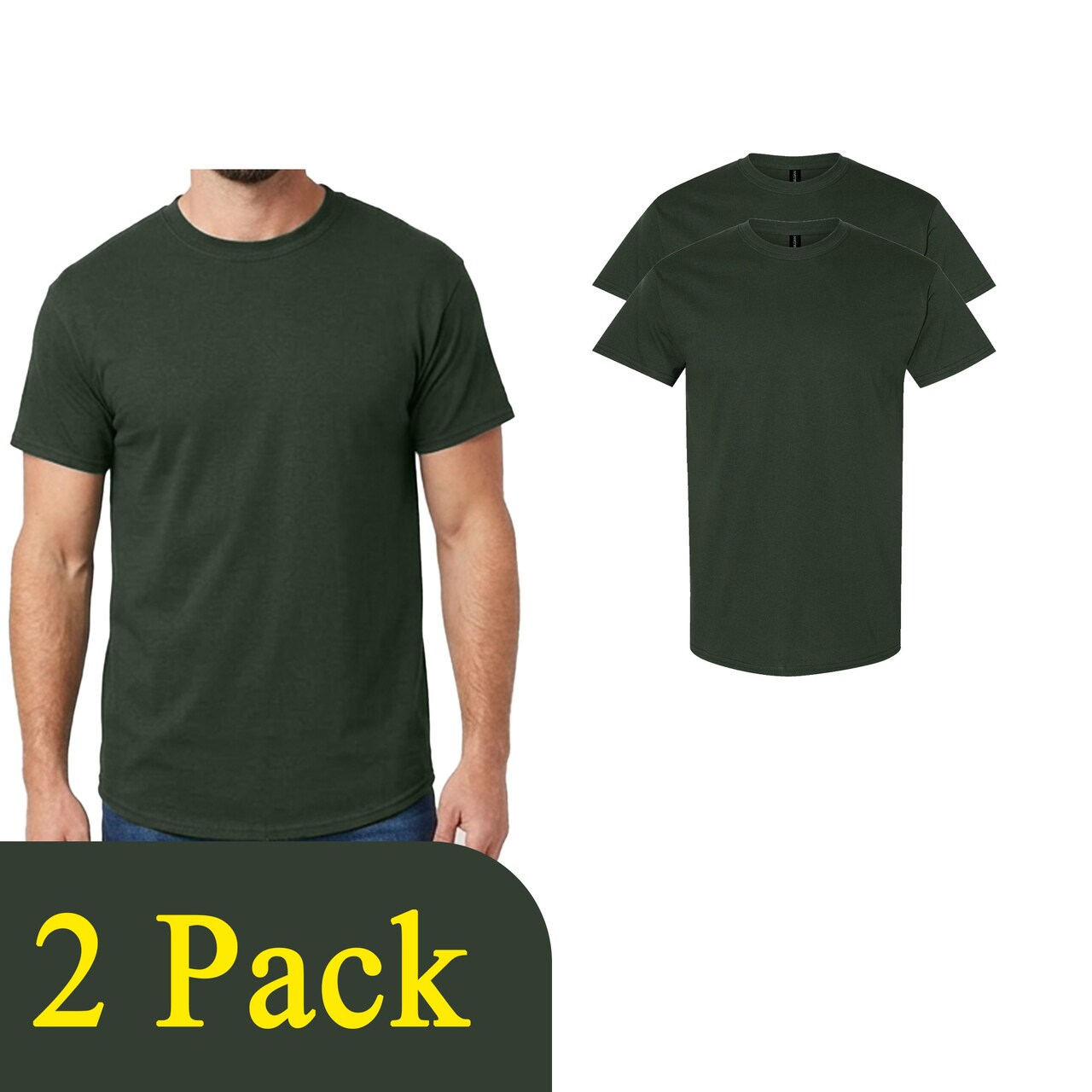 Gildan Heavy Cotton Forest Green Craft Blank T-Shirt Bundle for DIY Printing (2–14 Pack)